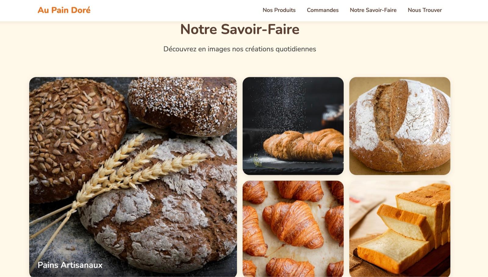Site internet réalisé pour Au Pain Doré